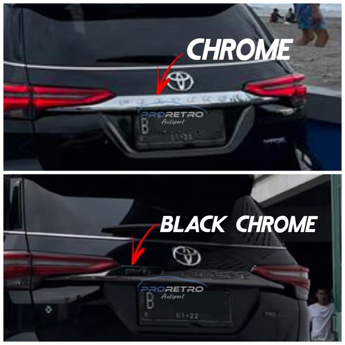 GARNISH TRUNKLID TOYOTA FORTUNER GR 2021 BLACK CHROME ORIGINAL PNP VRZ
