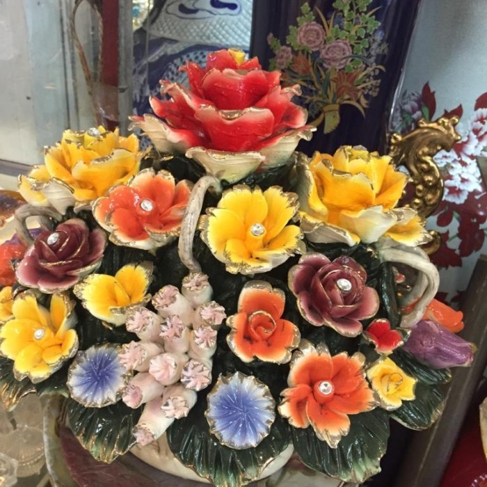 BUNGA KERAMIK CAPODIMONTE/ BUNGA KERANJANG CAPODIMONTE / BUNGA KERAMIK