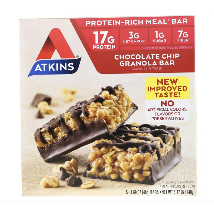 

Atkins Chocolate Chip Granola Bar 5 Bars (48 G) Each