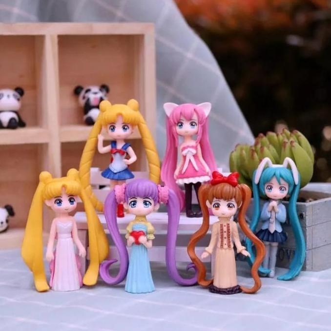 ACTION FIGURE ANIME GIRLS SET 6 MINIATUR PAJANGAN FIGURE SAILOR MOON HT