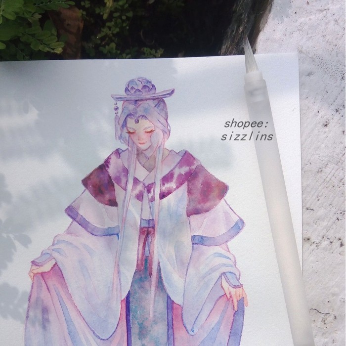 

Chinese watercolor brush kuas cina natural hair weasel hair goat hair