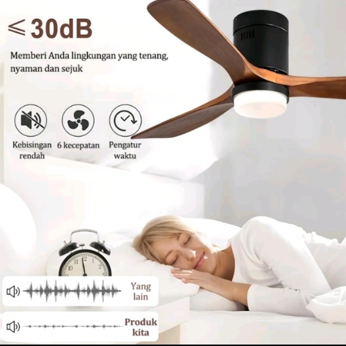 Lampu gantung kipas angin modern kayu minimalis hias ruang tamu