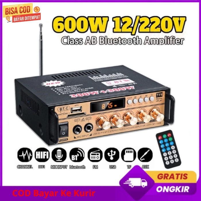 power ampli amplifier class d subwoofer Bluetooth Audio Amplifier Gold Karaoke Home Theater FM Radio