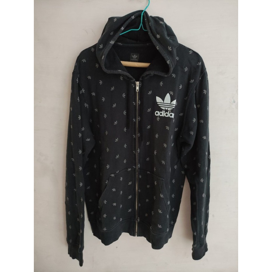 JAKET HOODIE ZIPPER ADIDAS ORIGINAL TREFOIL VINTAGE SIZE L