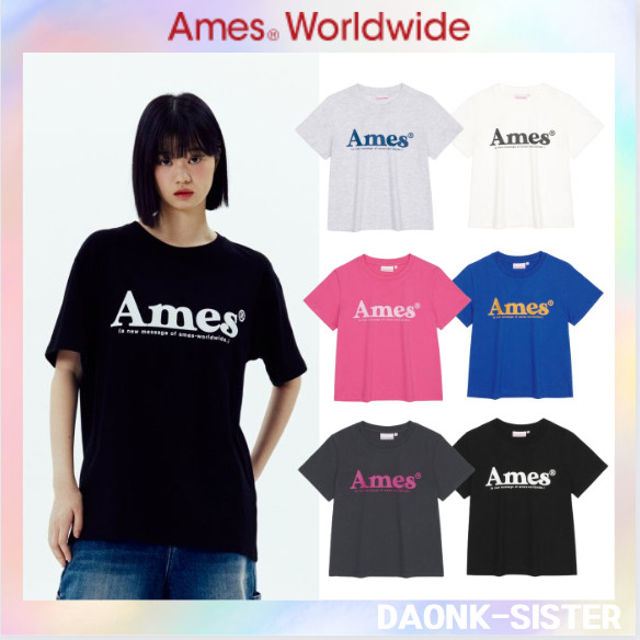 [AMES-WORLDWIDE] AMES-WORLDWIDE BASIC LOGO TEE 6 warna 100% asli |WbuCaf6D|