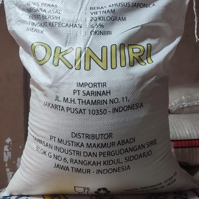 

Beras Jepang Okiniiri okiniri 20kg 20 kg GS1