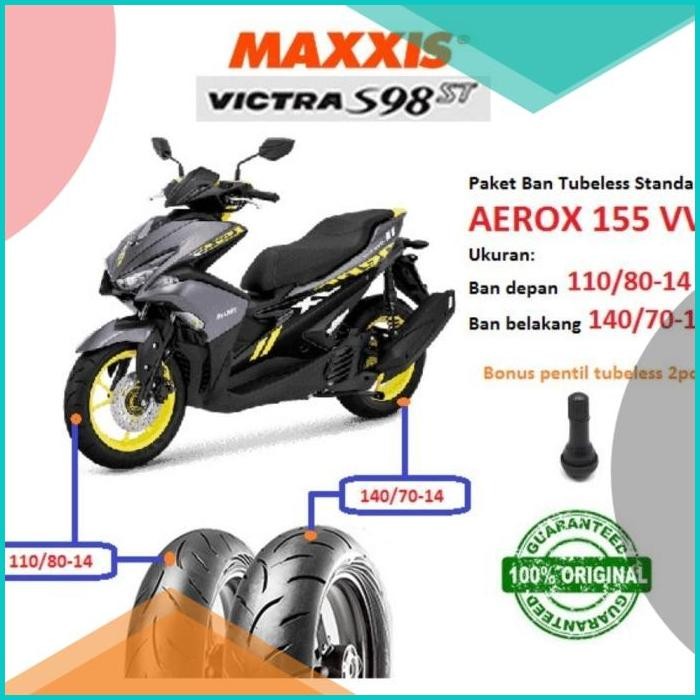 BAN MOTOR AEROX 155 MAXXIS TUBLESS 1 SET DEPAN DAN BELAKANG ORIGINAL