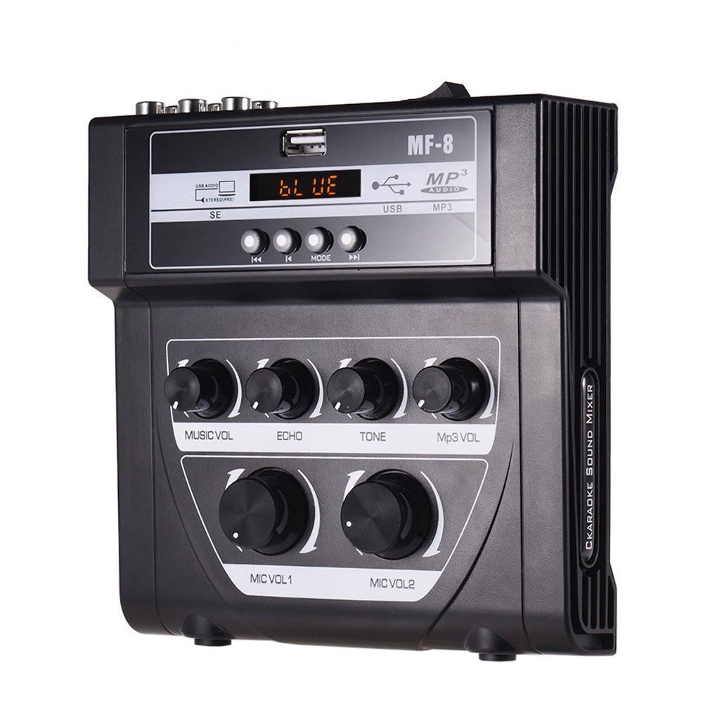 D&S ❤♪♪MF-8 Mini Karaoke Sound Audio Mixer Stereo Echo Mixers Dual Microphone Inputs Support BT Reco