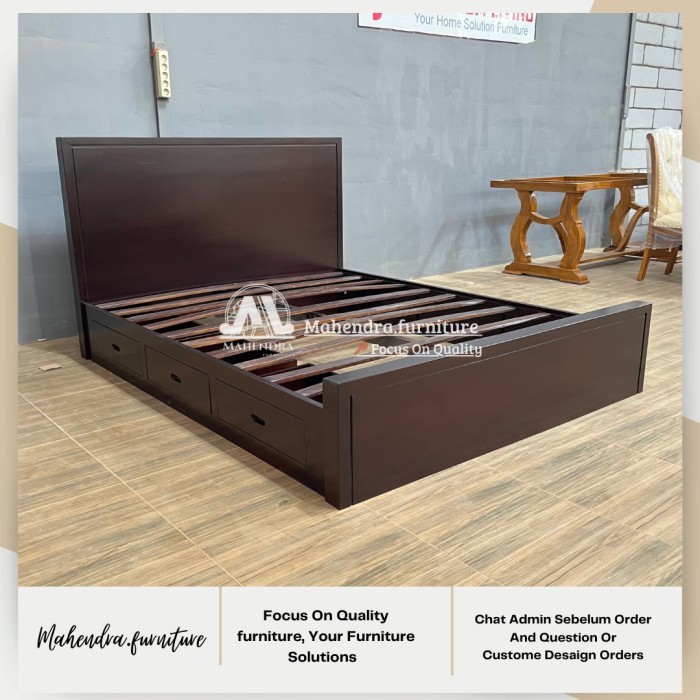 Dipan Tempat Tidur Laci Kayu Jati 160x200 Tempat Tidur Dipan Laci 160x200 Minimalis