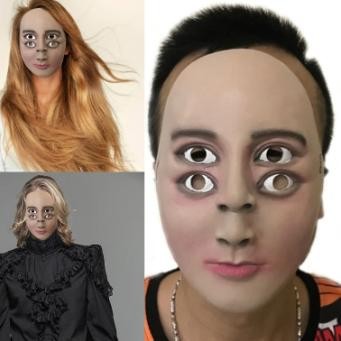 GHT topeng lucu ilusi mata empat untuk acara halloween TERLARIS