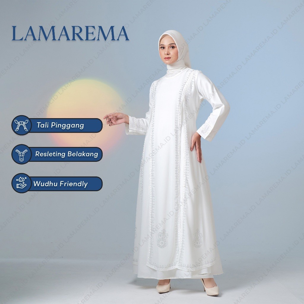 Gamis Simple dan Anggun // [ LaMarema ] Baju gamis putih wanita modern mewah dan elegan terbaru