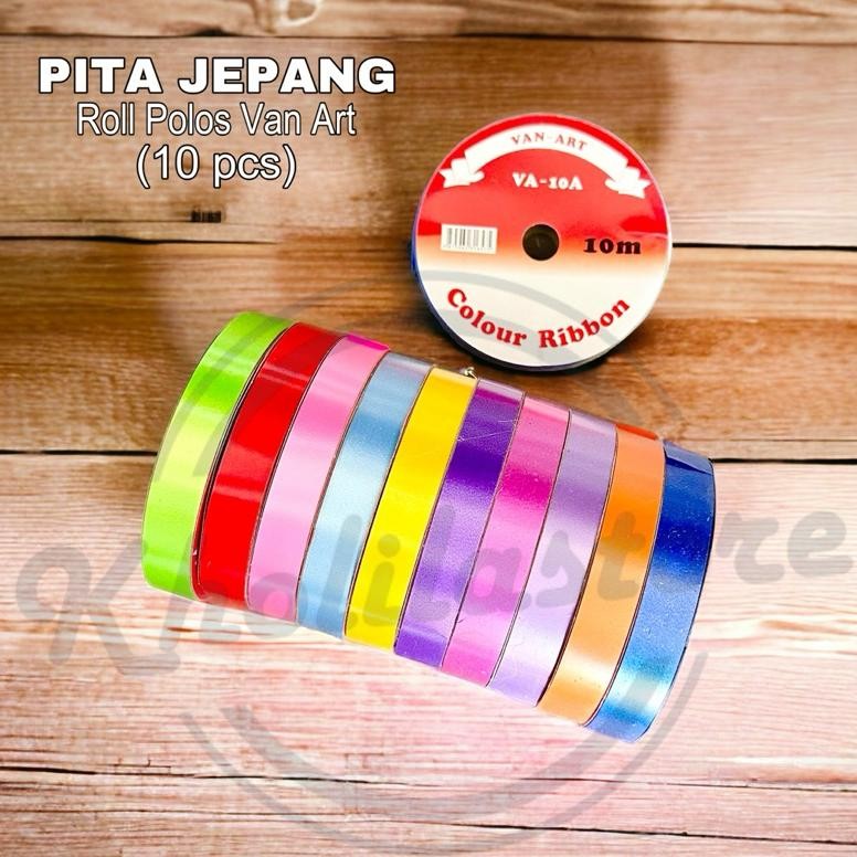 

(10 pcs) Pita Jepang Polos Van art 10m / Pita Kado Roll 3/4 Plastik yang laris