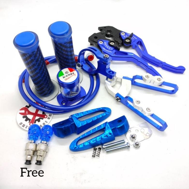 Rt-342 Handle Sisik Stelan Cnc Vario 150+ Handgrip Carbon+ Selang Rem Depan 95Cm+ Kleman Selang+ Foo