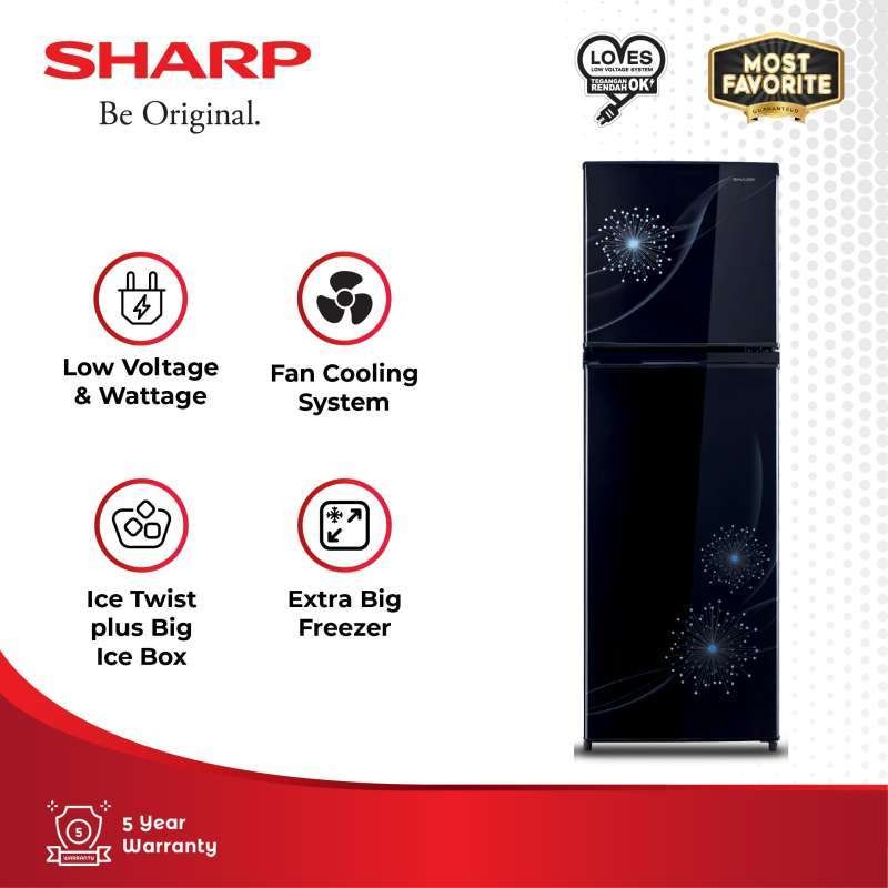 SHARP SJ-317MG DP/DB Kulkas Lemari Es 2 Pintu Magneglas Series [256L/237 L] *