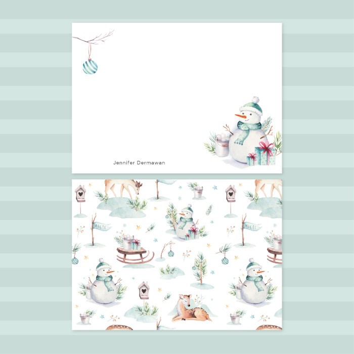 

2 Sided Notecard - The Xmas Set 3 (Personalized Initials/ Name, 16pcs)
