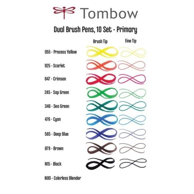 

T E R B A R U Berkualitas Tombow Dual Brush Pen ABT Primary Color Set 10