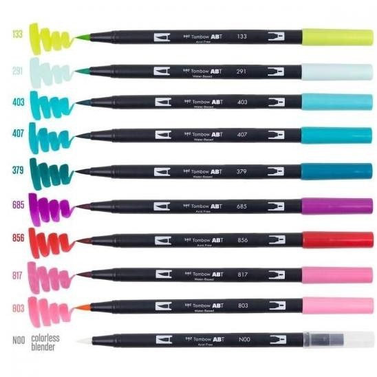 

T E R B A R U Tombow Dual Brush Pen Set Tropical Palette 10 Pcs
