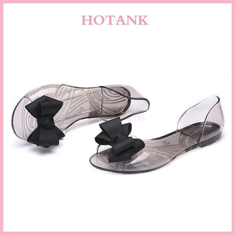 Hl - Sepatu Jelly Kaca Wanita Sepatu Jelly Datar Transparan Sepatu Jelly Simpul Sepatu Jelly Pita Ka