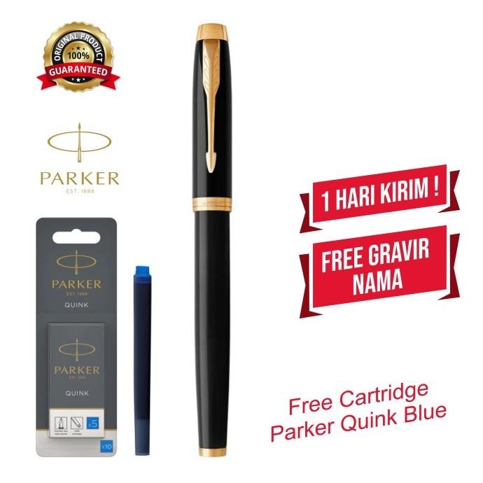 TERBARU - Parker IM Laqer Black Gold Trim Fountain Pen  Original