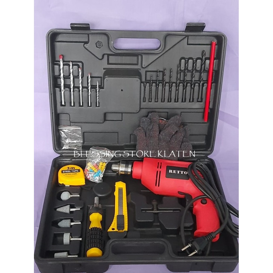 @#@#@#] ELECTRIC DRILL RETTO / BOR TEMBOK SET 10 mm / BOR RETTO R-910-RE KOPER