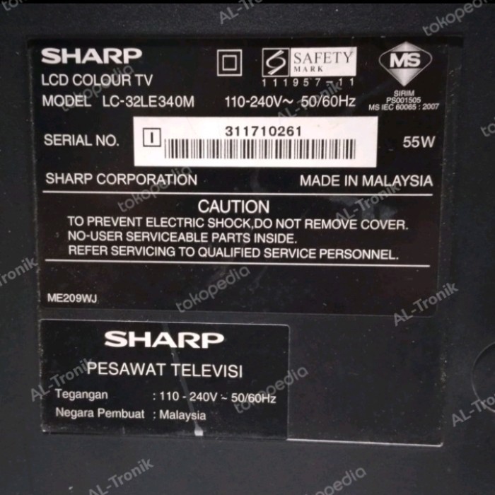 LC-32LE340M POWER SUPLAY TV LED SHARP LC32LE340M psu 32le340m 32le340