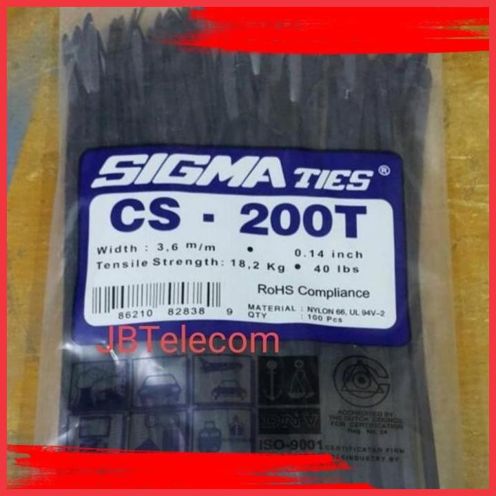 

(JBT) KABEL TIES/CABLE TIE SIGMA 200T HITAM/PUTIH ISI 100PCS