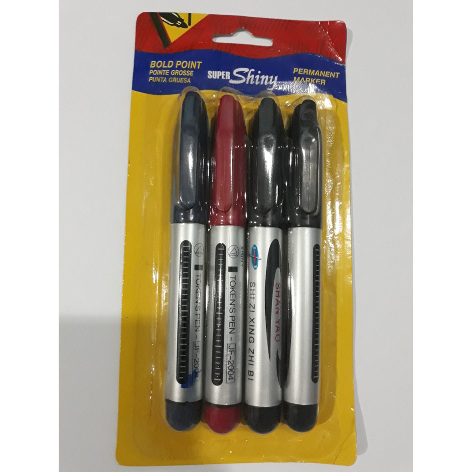 FLASH SALE TERMURAH 4PCS SPIDOL BOLD POINT PERMANET MARKER SUPER SHINY PEN