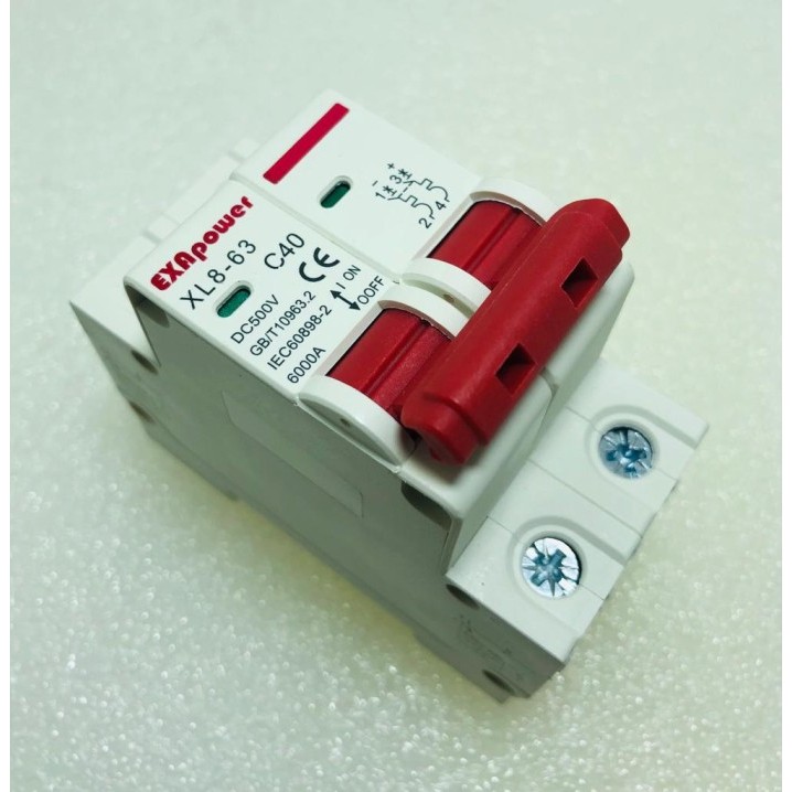 MCB DC 2P 63A 500V Circuit Breaker DC 2 Poles 63A
