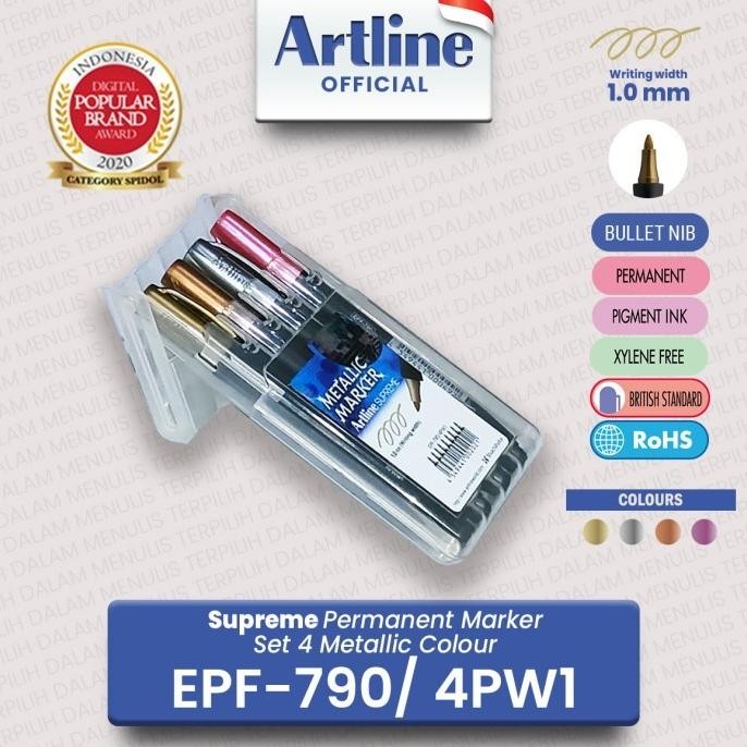 

Artline Spidol Supreme Permanent Marker Metalic Set 4 Colour Epf-790/4 Original Dan Terpercaya