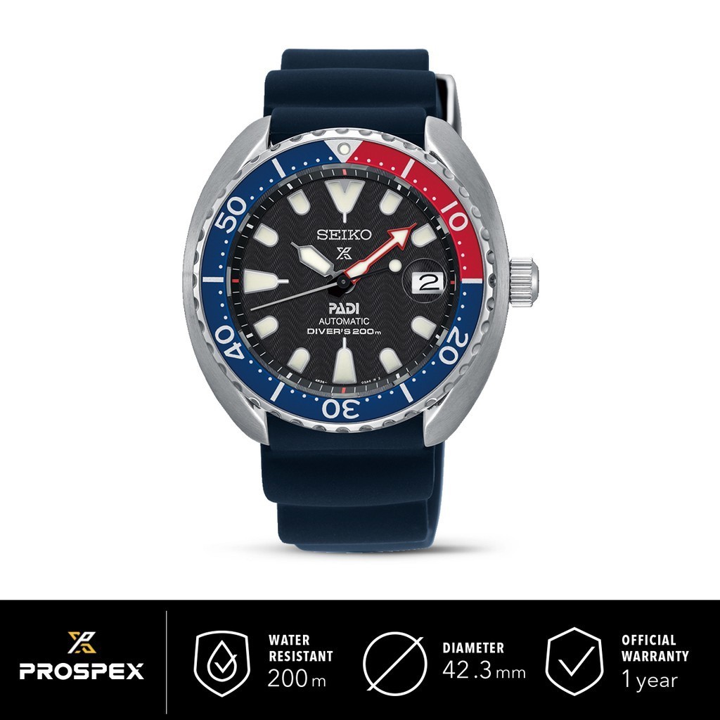Jam Tangan Pria Seiko Prospex PADI Mini Turtle SRPC41K1 Men Black Dial SRPC41 Automatic Original