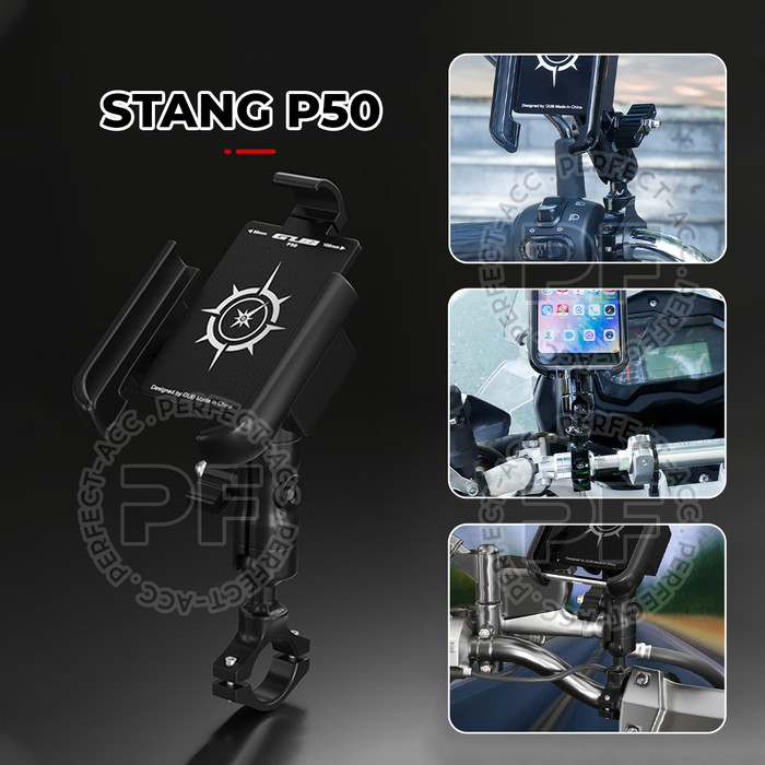 Holder Motor Besi GUB P50 Stang Spion Anti Getar Phone Stand HP Kokoh