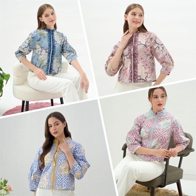 Bomber batik wanita modern / jaket batik wanita / seragam luaran kerja HPID