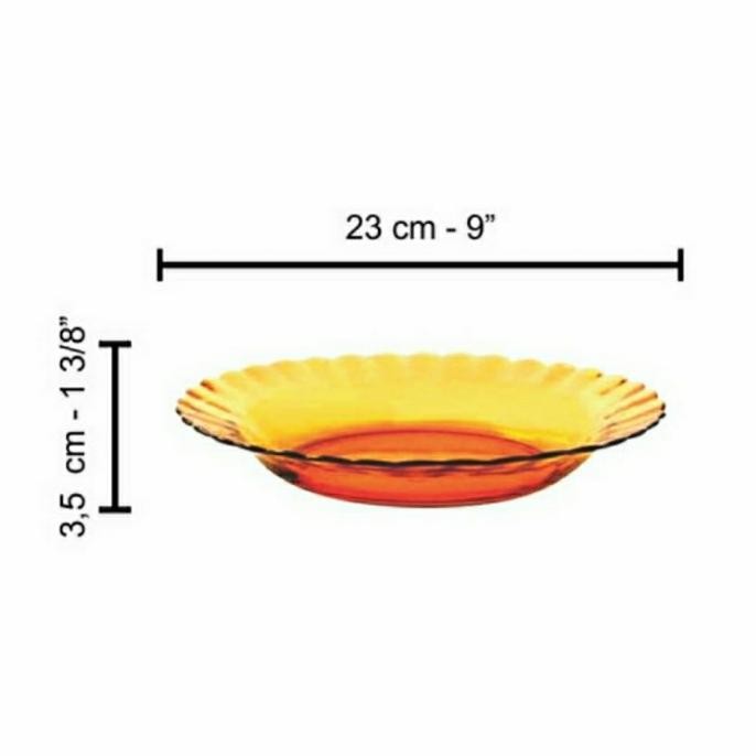 PIRING MAKAN DURALEX ASLI 9" / DURALEX Glass Amber Dinner Plate