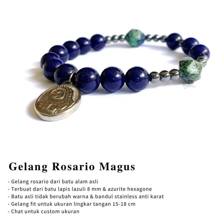 Gelang Rosario Magus Batu Alam Asli Bandul Stainless