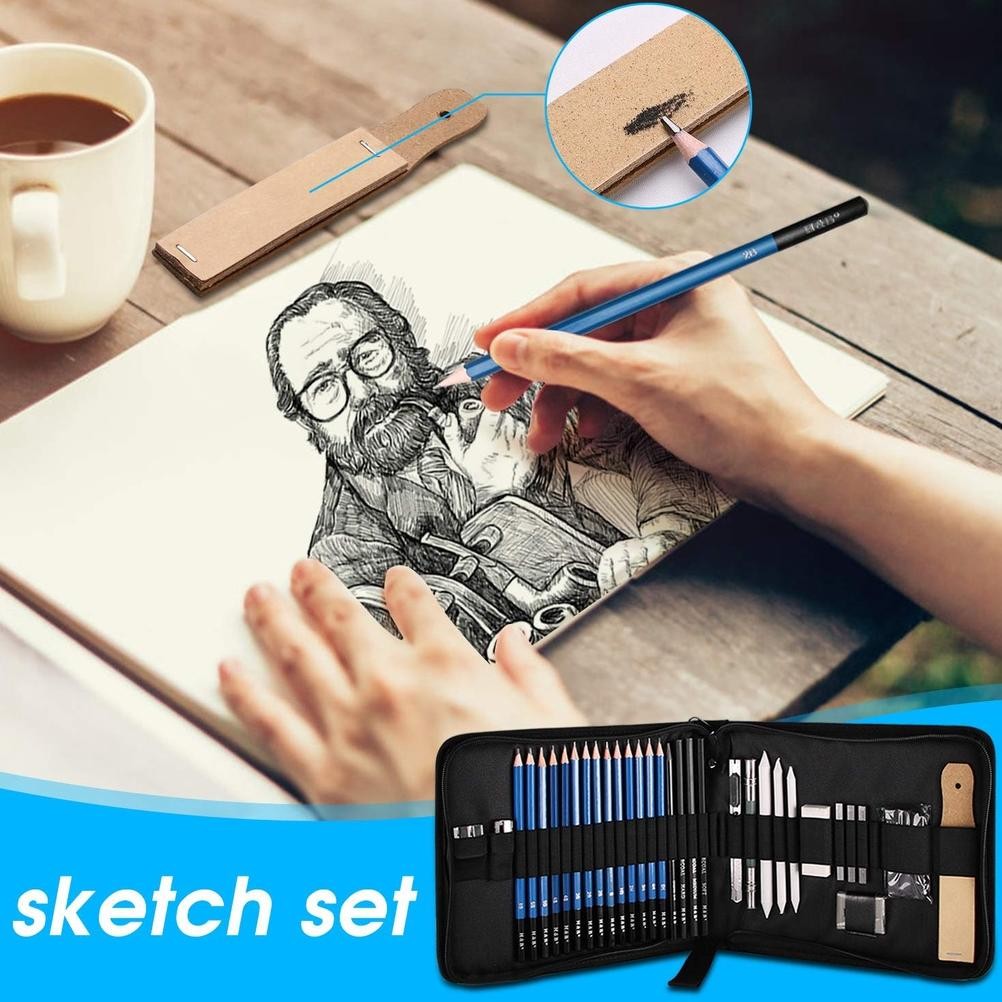 

Ukd- 35Pcs Professional Set Sketsa Pensil Dan Pensil Pisau Penghapus Charcoal Eraser Art Painting Kit