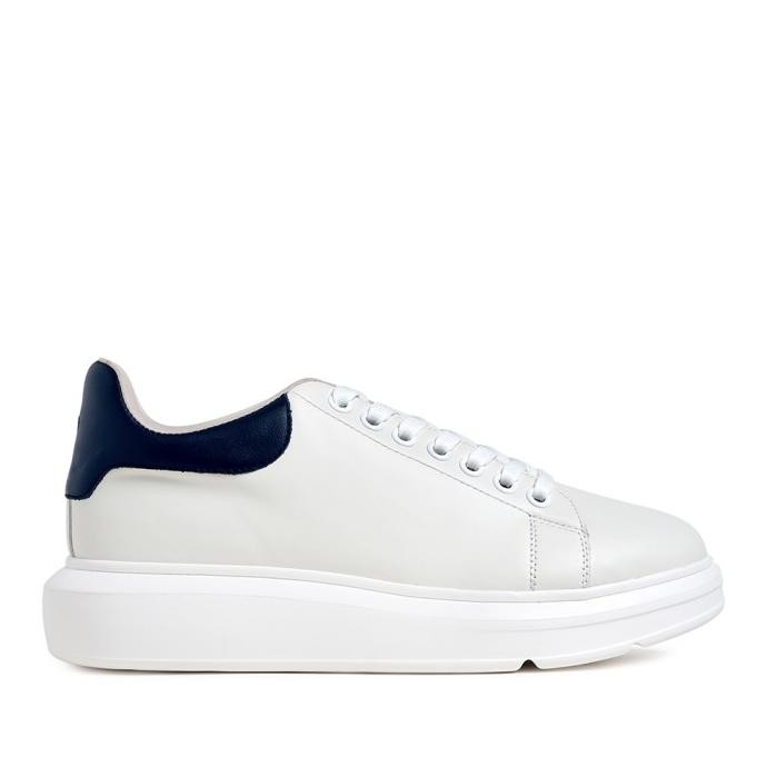 Sepatu Pria Sepatu Sneakers Sepatu Kekinian Prabu Andra White Navy Kulit Pria Sepatu Keren Sepatu Se