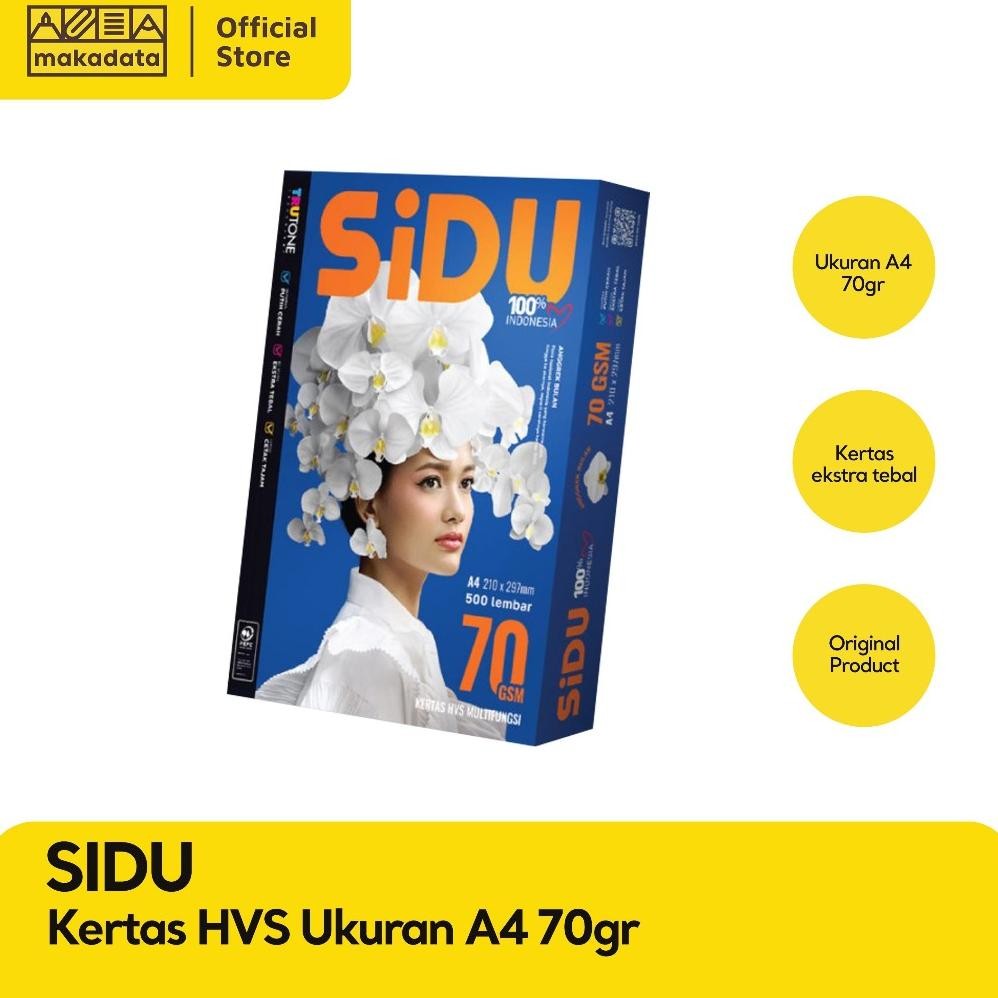 

2er-54 KERTAS HVS / PRINT / FOTOCOPY SIDU A4 70 GRAM (1 RIM) Terlaris