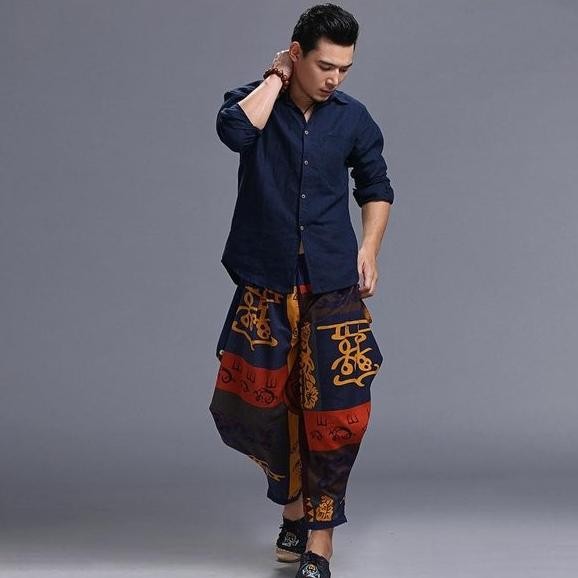 KEREN BGT Fashion Pria Celana Harem Longgar Motif Batik OK BGT TKY