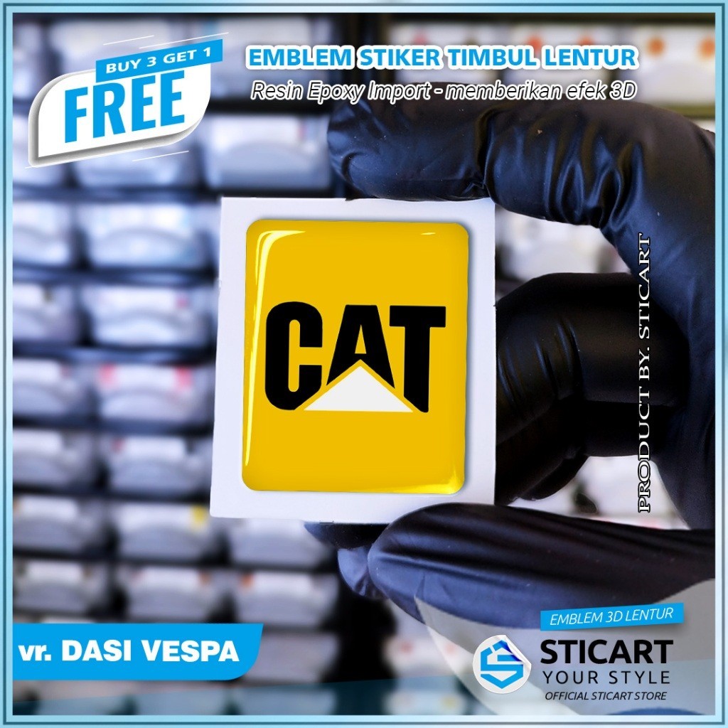 EMBLEM CAT KUNING TIMBUL STIKER MOTOR DASI VESPA 3D Vespa LX/S/Sprint/Primavera/GTS