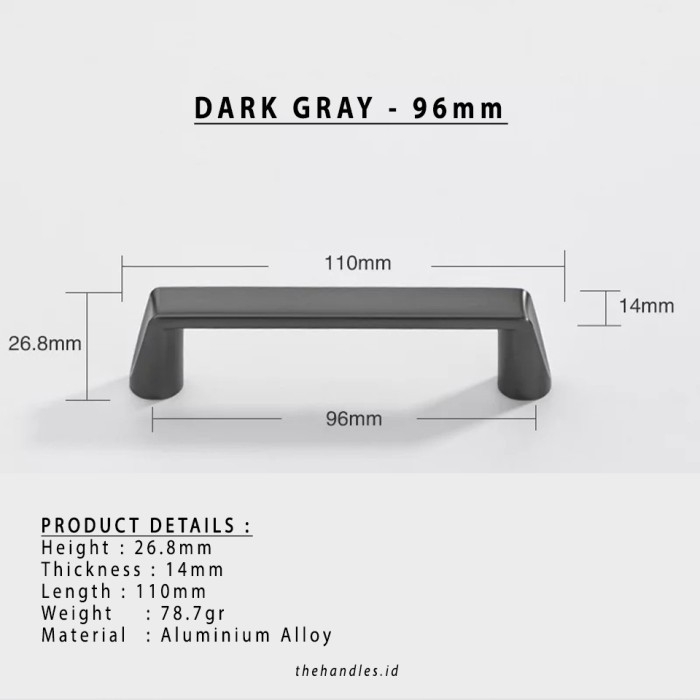 Ammos - [Po] H211-Dg Tarikan Lemari Laci Dark Gray Handle Minimalis