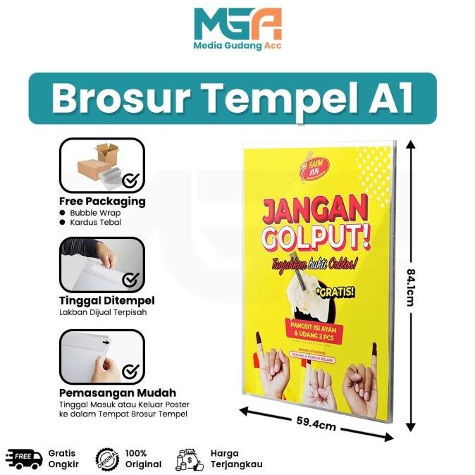 

BEBAS ONGKIR - TEMPAT BROSUR AKRILIK / AKRILIK TEMPEL / SIGN HOLDER AKRILIK A1