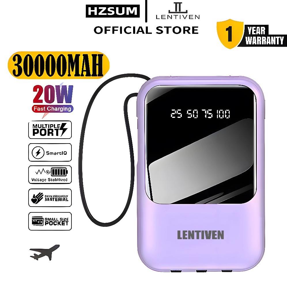 Powerbank Fast Charging Hzsum 30000Mah Mini With 4 Kabel Data Usb Fast Charging Powerbank Murah Wire