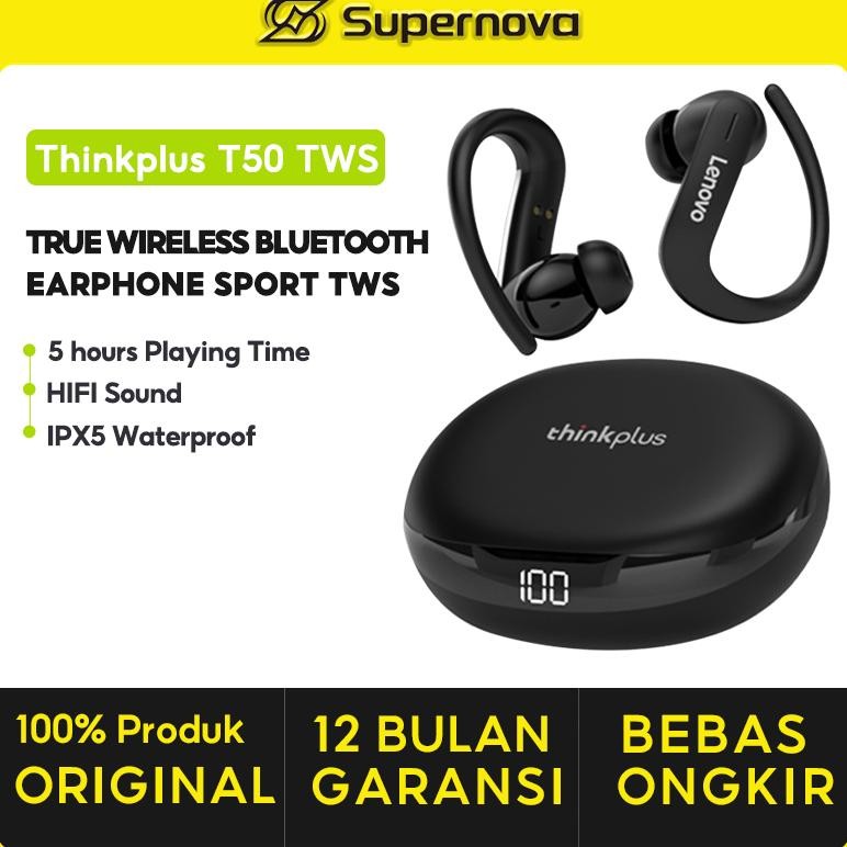 Headset Wireless Supernova X Thinkplus T50 True Headset Bluetooth Sport Tws Bt5.2 Ipx5 Earbud Stereo