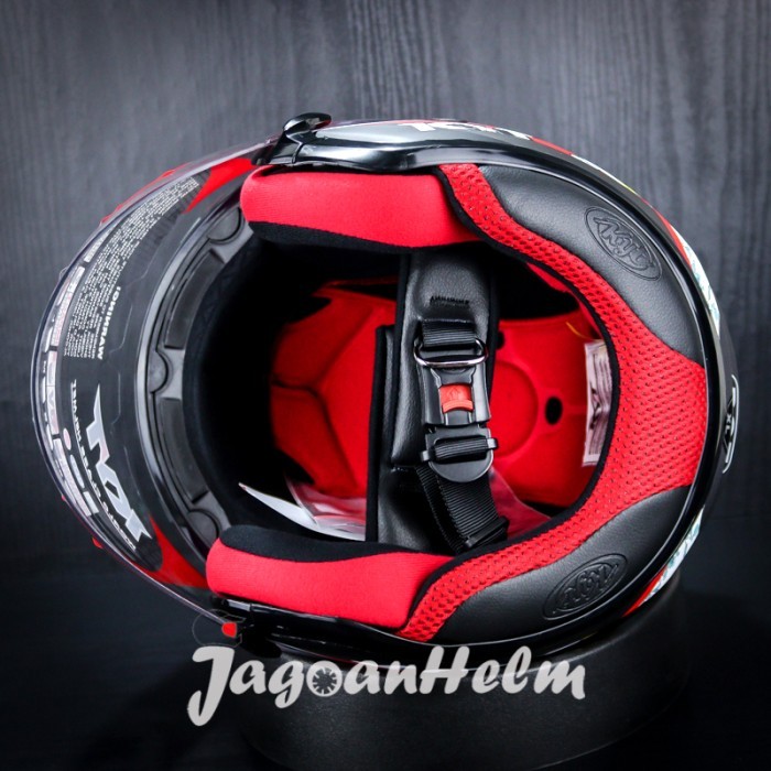 Kyt Helm Dj Maru Kabuki Cat Doff Black Red Doff Djmaru Motif