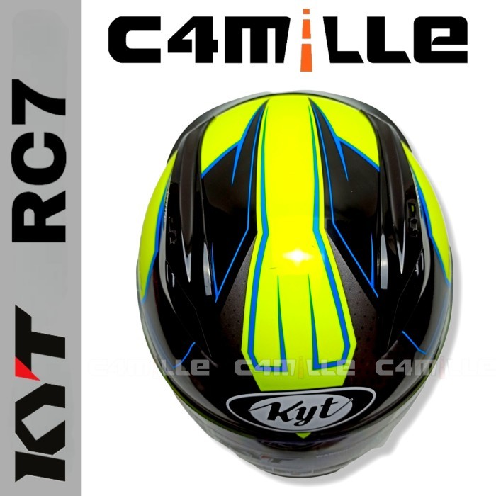 Helm Kyt Rc 7 Motif #16 Yellow Fluo Gun Metal Black Full Face Rc7