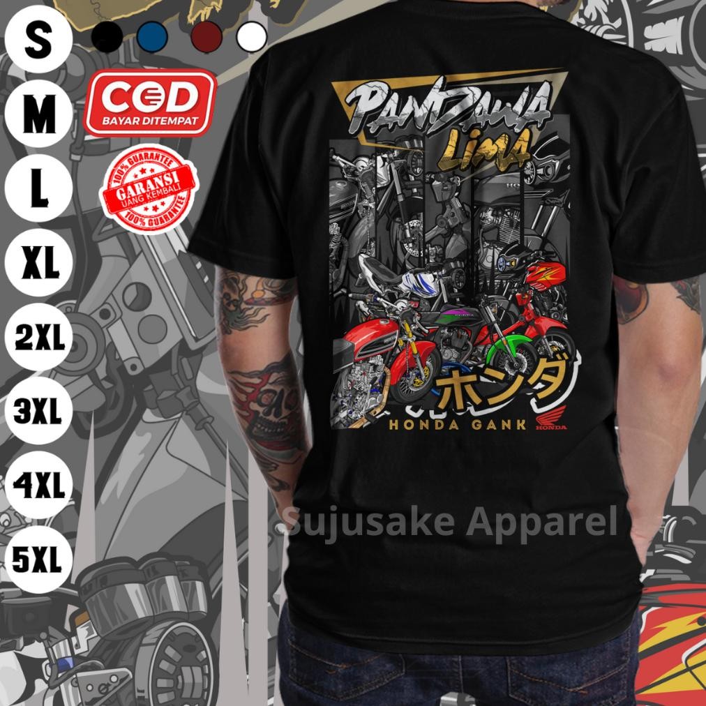 Baju Kaos Pria Honda Gank Pandawa 5 Lima Herex Jatim Cb Gl Mp Megapro Gl100 C70 Pitung Distro Origin