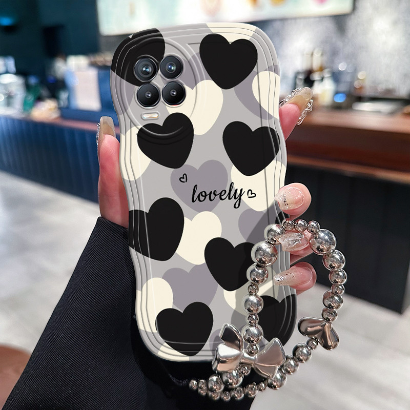 Casing Hp Untuk Realme 8 Realme 8 Pro Case HP Casing pola cinta Kesing Anti Drop rantai Kasing Softc