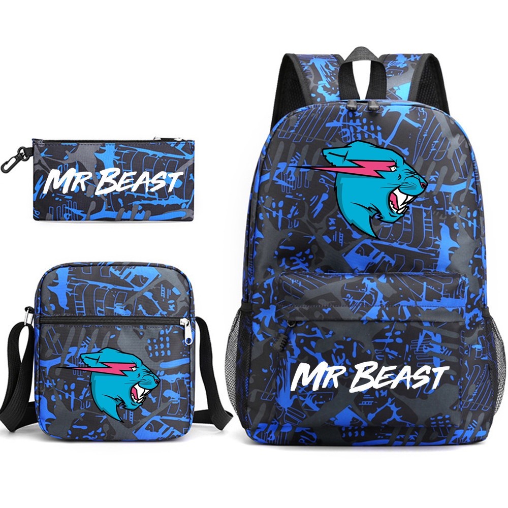 

Mr Beast Ransel Tas Bahu Tas Pensil Tas Sekolah Beast Lightning Cat 3 Buah/Set Tas Travel Bagpack Anak Laki-laki Perempuan |EA28A771|