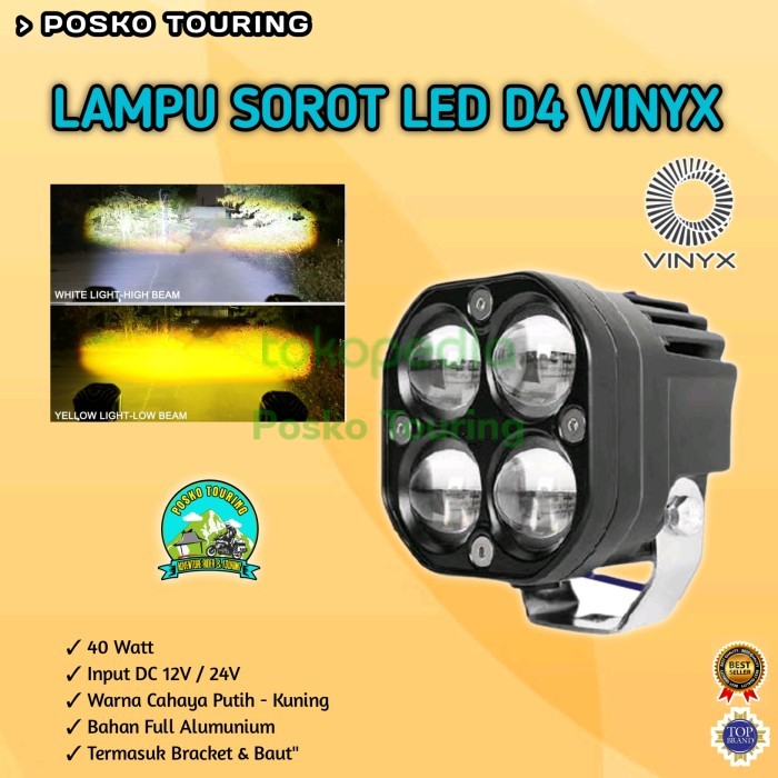 Lampu Tembak Sorot LED VINYX D4 Motor Mobil 40Watt