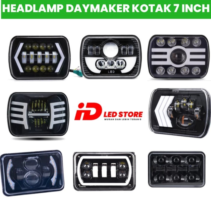 Lampu Daymaker Kotak 7 inch DRL SEIN RUNNING lampu depan motor mobil